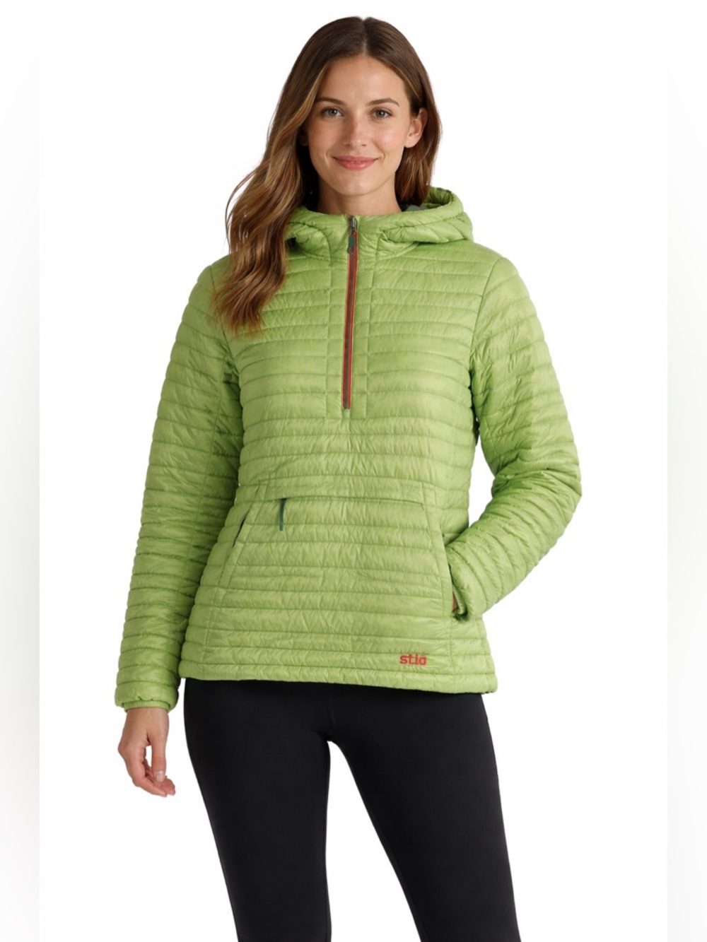 Stio Women's Pinion Down Insulated Water Resistant Pullover Lime Green Pink M